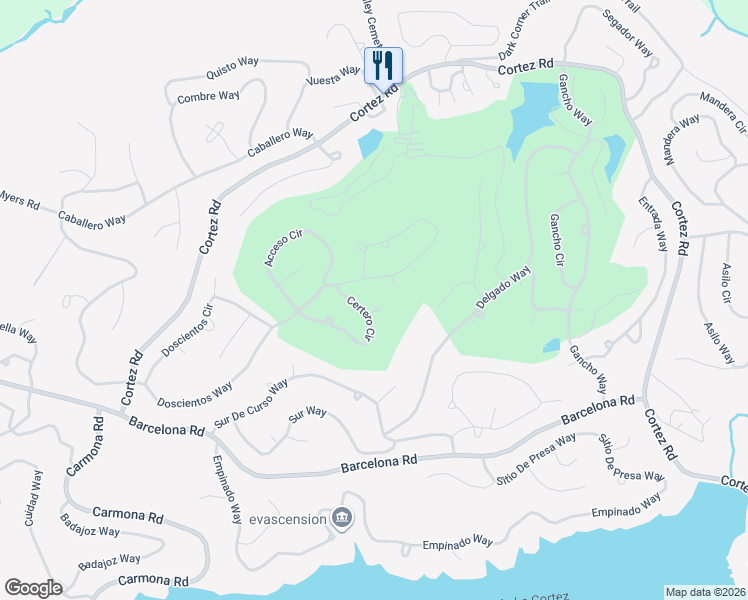 map of restaurants, bars, coffee shops, grocery stores, and more near 4 Certero Lane in Hot Springs