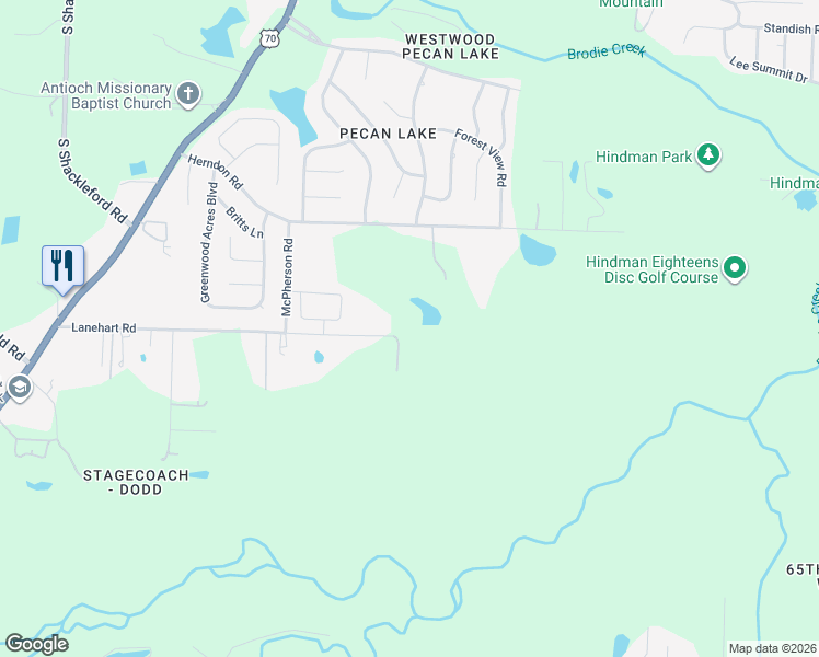 map of restaurants, bars, coffee shops, grocery stores, and more near 9201 Herndon Road in Little Rock
