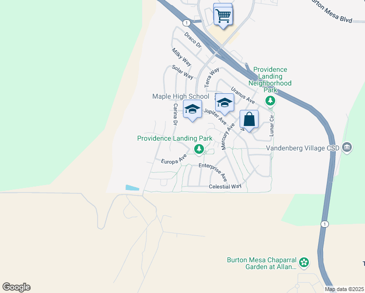 map of restaurants, bars, coffee shops, grocery stores, and more near 4003 Europa Avenue in Lompoc