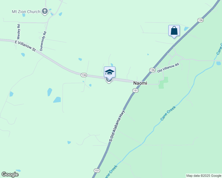 map of restaurants, bars, coffee shops, grocery stores, and more near 4038 Georgia 136 in LaFayette