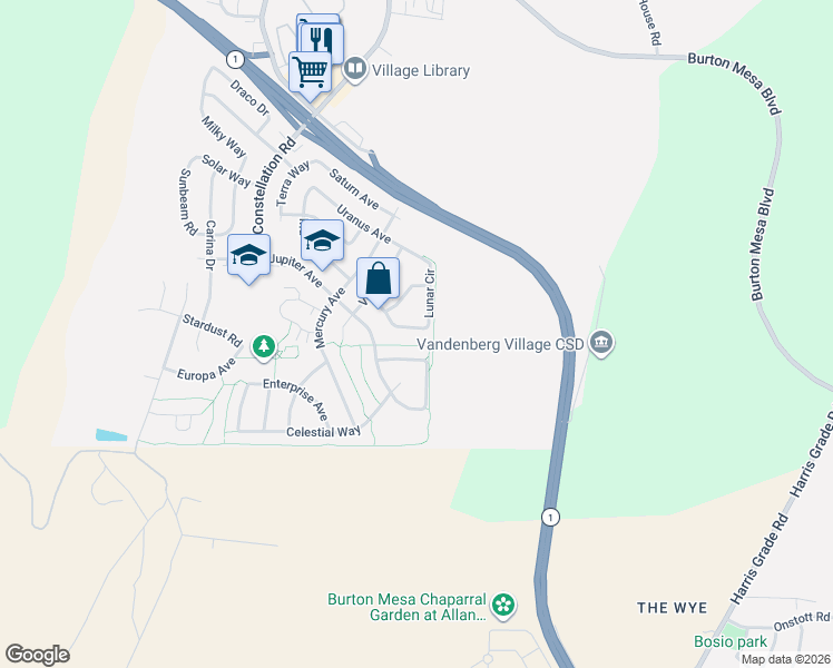 map of restaurants, bars, coffee shops, grocery stores, and more near 532 Palomar Circle in Lompoc
