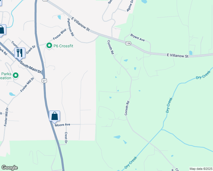 map of restaurants, bars, coffee shops, grocery stores, and more near 156 Mahan Avenue in LaFayette