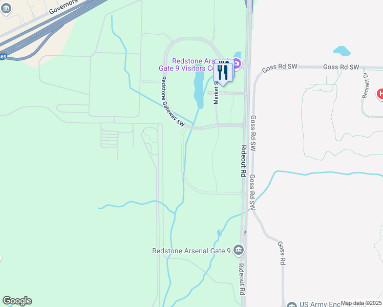 map of restaurants, bars, coffee shops, grocery stores, and more near 8600 Advanced Gateway in Huntsville