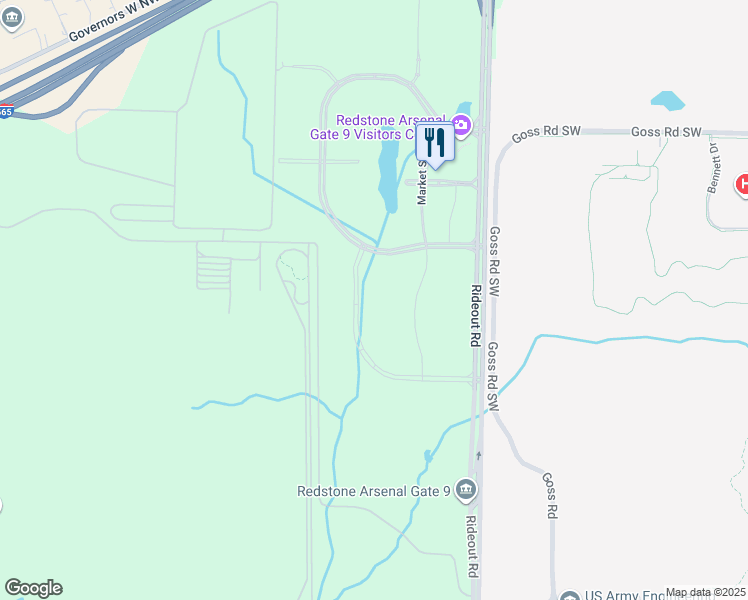 map of restaurants, bars, coffee shops, grocery stores, and more near 8600 Advanced Gateway in Huntsville