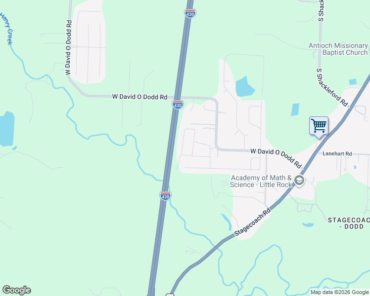 map of restaurants, bars, coffee shops, grocery stores, and more near 74 Woodridge Drive in Little Rock