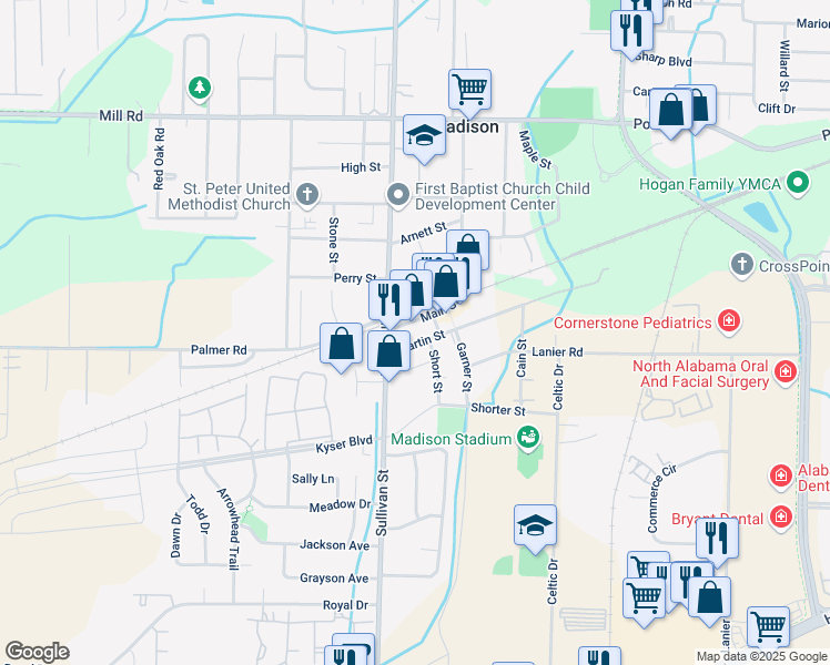 map of restaurants, bars, coffee shops, grocery stores, and more near 14 Martin Street in Madison