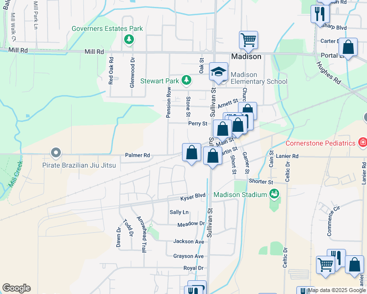 map of restaurants, bars, coffee shops, grocery stores, and more near 11 Allen Street in Madison