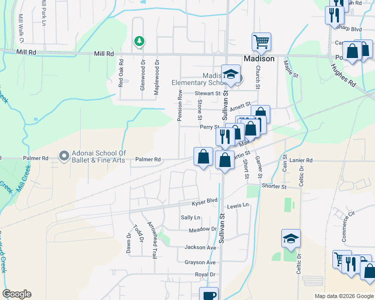 map of restaurants, bars, coffee shops, grocery stores, and more near 14 Morningside Drive in Madison