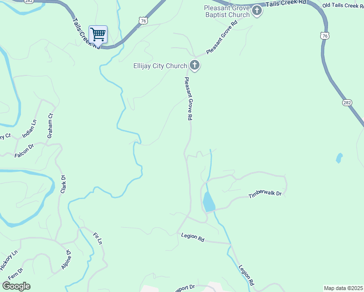 map of restaurants, bars, coffee shops, grocery stores, and more near Sunset Grove Lane in Ellijay