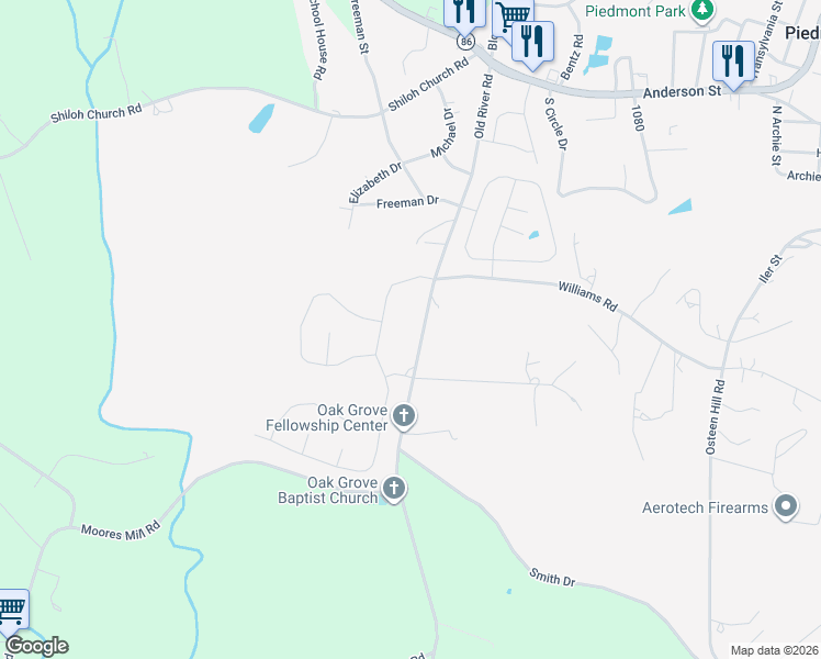 map of restaurants, bars, coffee shops, grocery stores, and more near 905 Old River Road in Piedmont