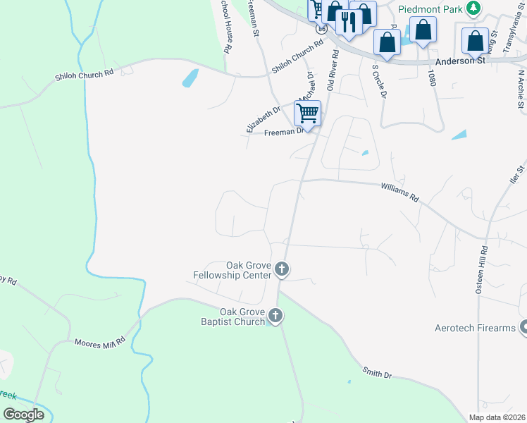 map of restaurants, bars, coffee shops, grocery stores, and more near 905 Old River Road in Piedmont