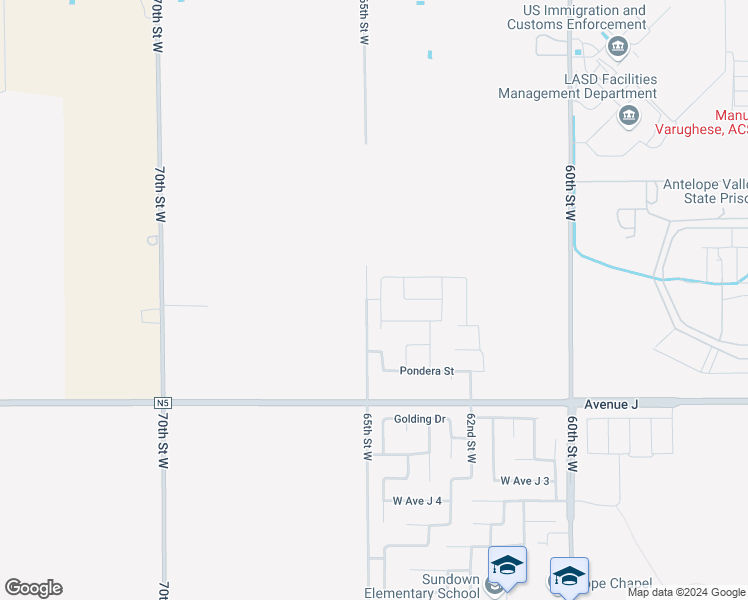map of restaurants, bars, coffee shops, grocery stores, and more near 80th Street West in Lancaster