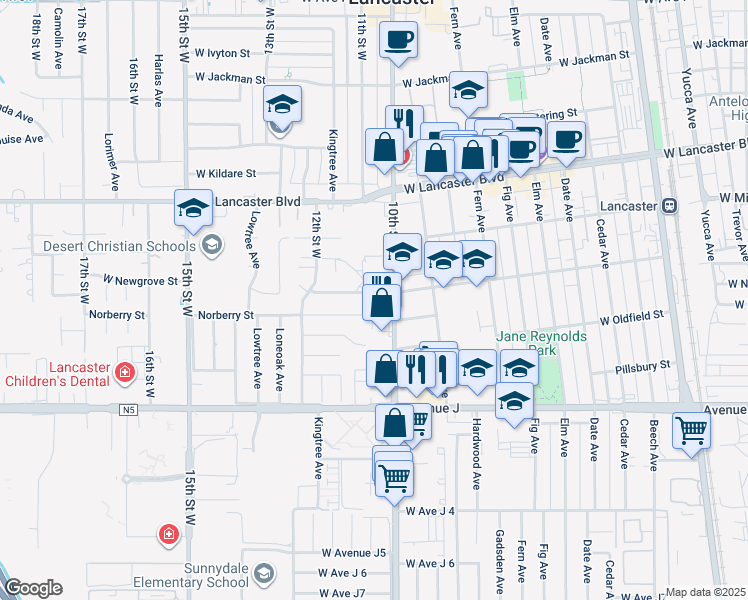 map of restaurants, bars, coffee shops, grocery stores, and more near 1024 West Newgrove Street in Lancaster