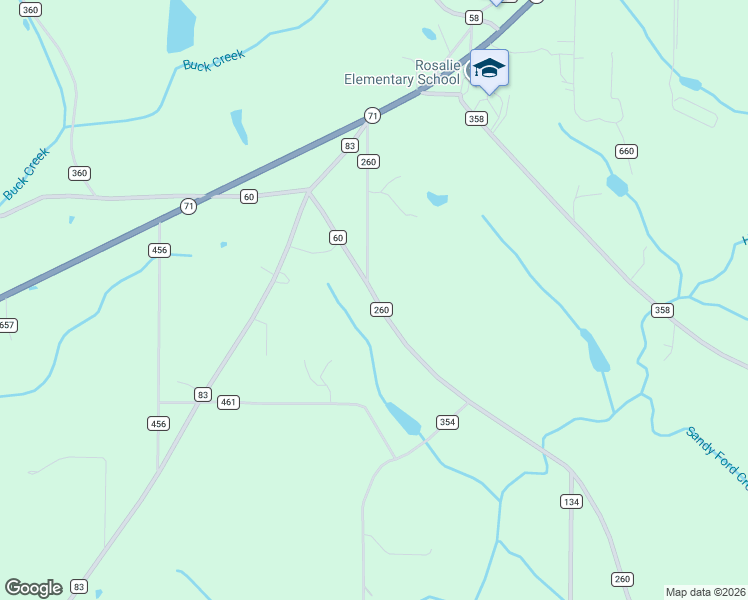map of restaurants, bars, coffee shops, grocery stores, and more near 454 County Road 260 in Pisgah