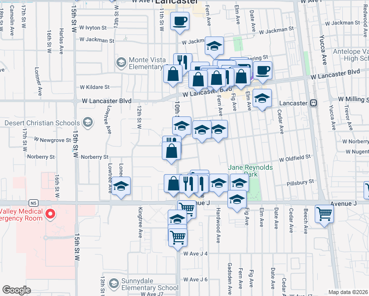 map of restaurants, bars, coffee shops, grocery stores, and more near 930 West Newgrove Street in Lancaster