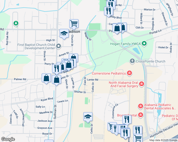 map of restaurants, bars, coffee shops, grocery stores, and more near 310 Martin Street in Madison