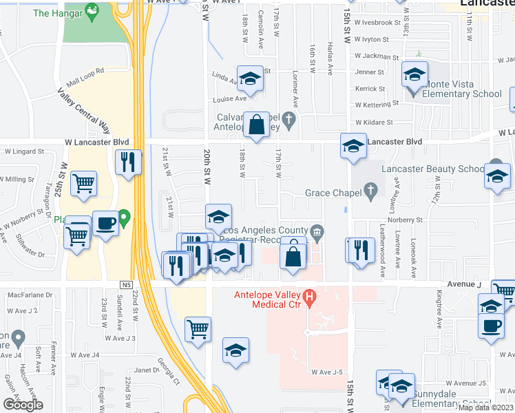map of restaurants, bars, coffee shops, grocery stores, and more near 1733 Imperial Street in Lancaster