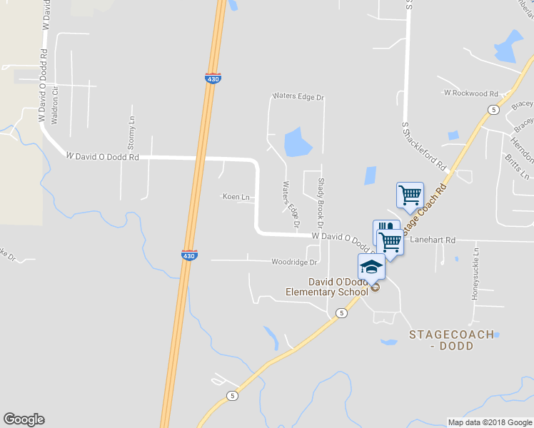 map of restaurants, bars, coffee shops, grocery stores, and more near 11408 West David O Dodd Road in Little Rock