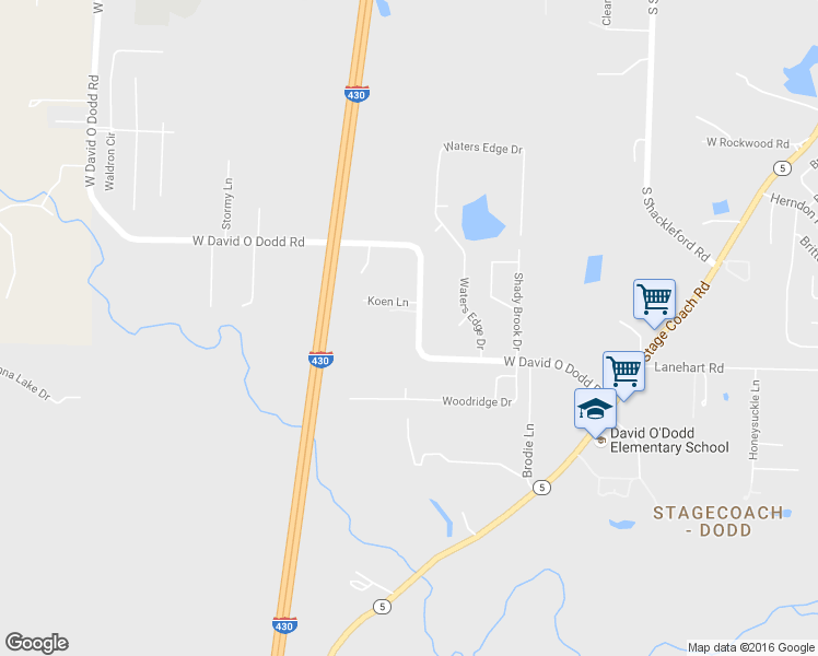 map of restaurants, bars, coffee shops, grocery stores, and more near 11407 West David O Dodd Road in Little Rock