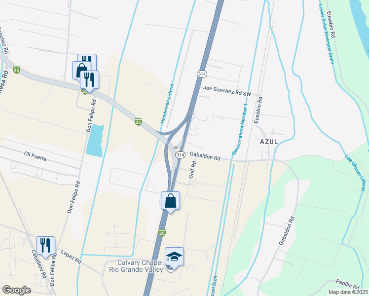 map of restaurants, bars, coffee shops, grocery stores, and more near 1402 Frontage Road in Belen