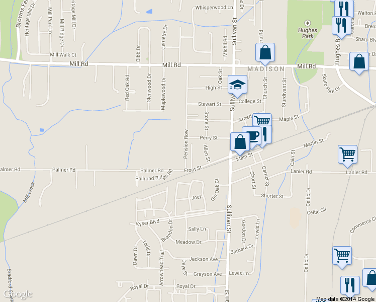map of restaurants, bars, coffee shops, grocery stores, and more near 19 Morningside Drive in Madison