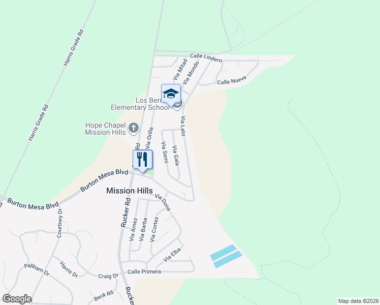 map of restaurants, bars, coffee shops, grocery stores, and more near 3632 Via Lato in Lompoc