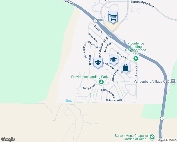 map of restaurants, bars, coffee shops, grocery stores, and more near 654 Carina Drive in Lompoc