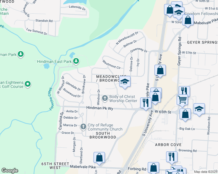 map of restaurants, bars, coffee shops, grocery stores, and more near 11 Janmar Drive in Little Rock