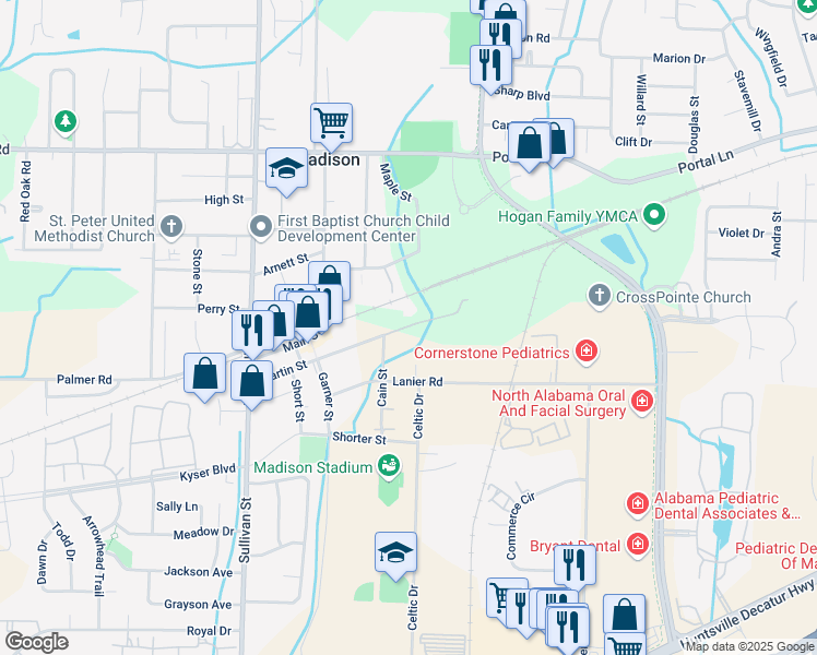 map of restaurants, bars, coffee shops, grocery stores, and more near 310 Martin Street in Madison
