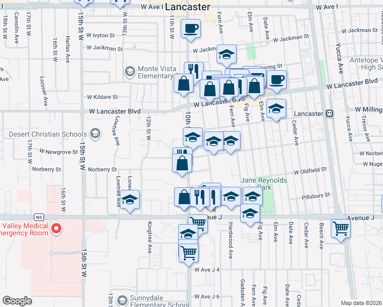 map of restaurants, bars, coffee shops, grocery stores, and more near 930 West Newgrove Street in Lancaster