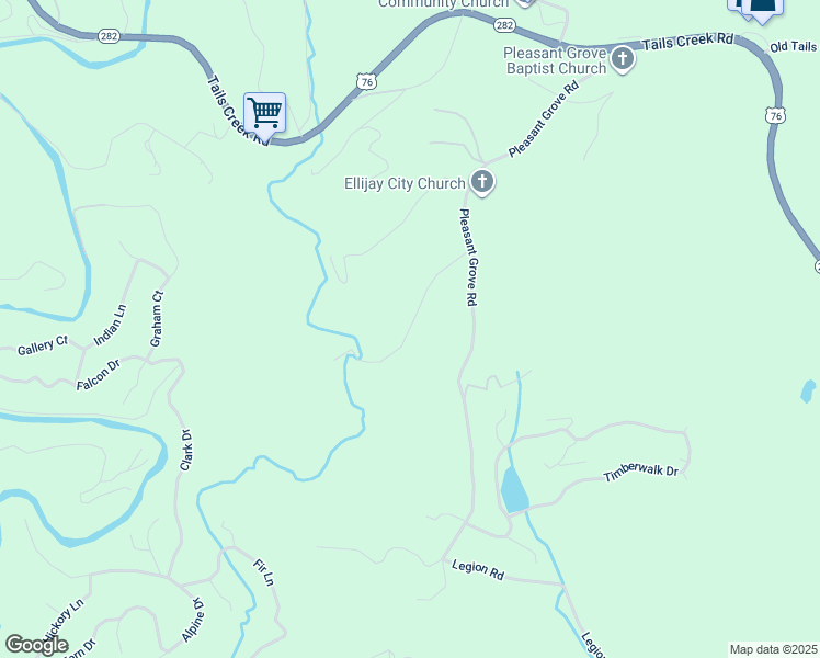 map of restaurants, bars, coffee shops, grocery stores, and more near Sunset Grove Lane in Ellijay