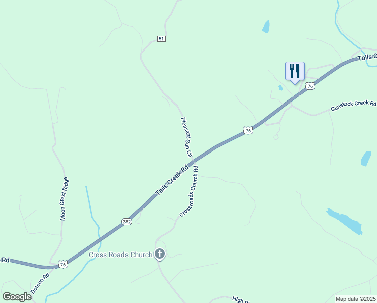 map of restaurants, bars, coffee shops, grocery stores, and more near 225 Pleasant Gap Circle in Ellijay