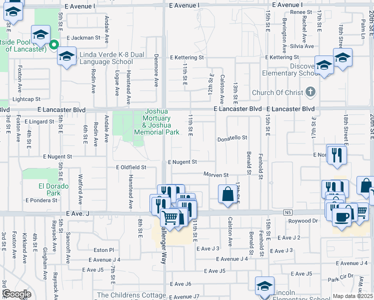 map of restaurants, bars, coffee shops, grocery stores, and more near in Hi Vista