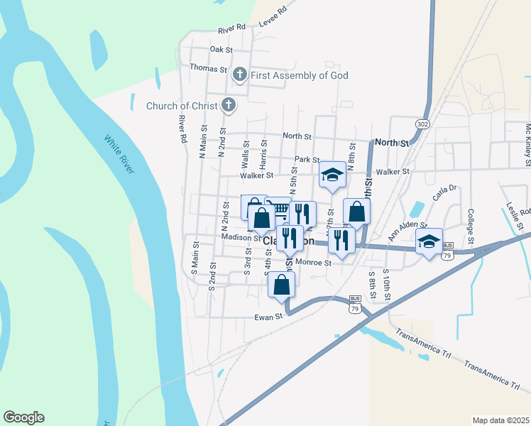 map of restaurants, bars, coffee shops, grocery stores, and more near 316 Jefferson Street in Clarendon