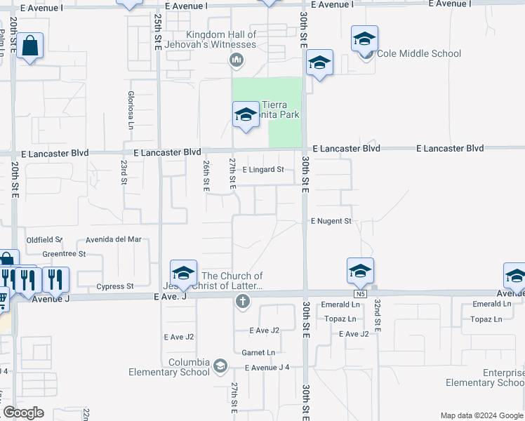 map of restaurants, bars, coffee shops, grocery stores, and more near 2753 Norberry Street in Lancaster