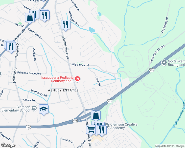 map of restaurants, bars, coffee shops, grocery stores, and more near 205 Tabor Street in Central