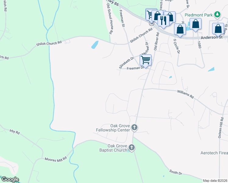 map of restaurants, bars, coffee shops, grocery stores, and more near in Piedmont