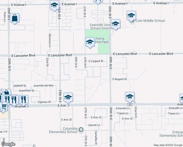 map of restaurants, bars, coffee shops, grocery stores, and more near 2746 East Newgrove Street in Lancaster