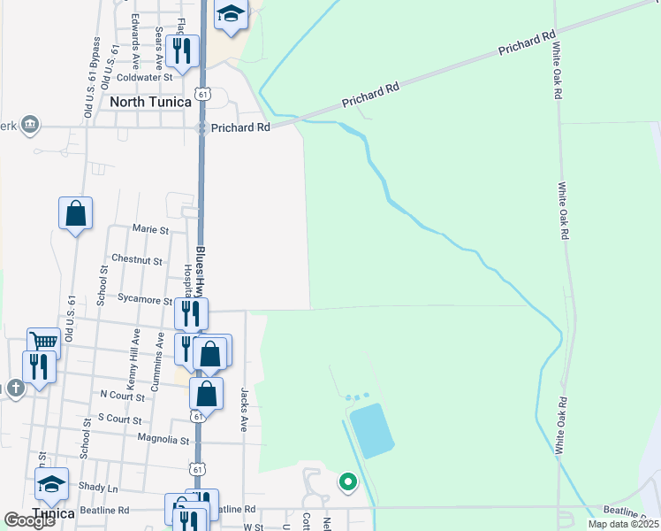 map of restaurants, bars, coffee shops, grocery stores, and more near in Tunica