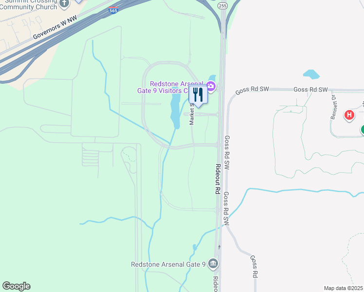 map of restaurants, bars, coffee shops, grocery stores, and more near 6000 Redstone Gateway Southwest in Huntsville