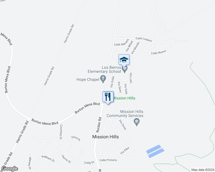 map of restaurants, bars, coffee shops, grocery stores, and more near 3632 Rucker Road in Lompoc