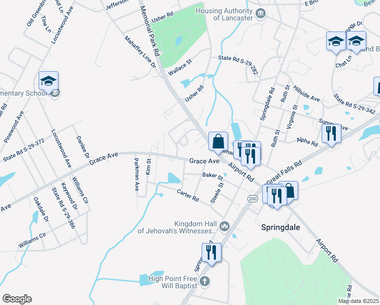 map of restaurants, bars, coffee shops, grocery stores, and more near 1437 Tripp Lane in Lancaster