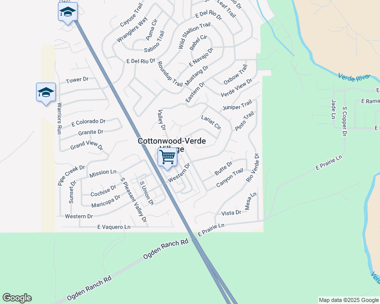 map of restaurants, bars, coffee shops, grocery stores, and more near 2459 South Mountain View Drive in Cottonwood