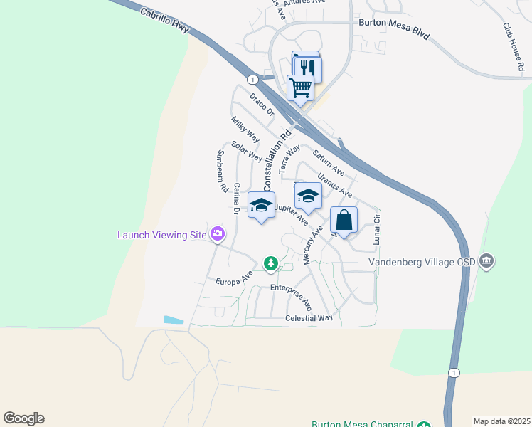 map of restaurants, bars, coffee shops, grocery stores, and more near 4010 Jupiter Avenue in Lompoc
