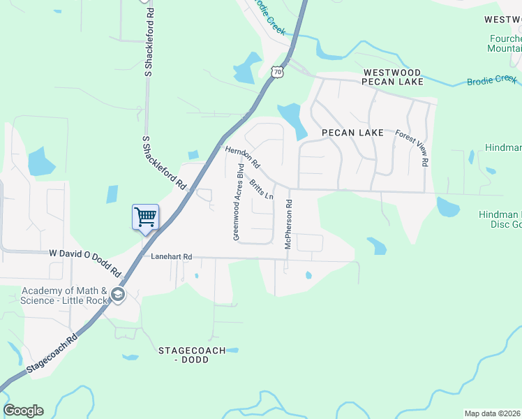 map of restaurants, bars, coffee shops, grocery stores, and more near 24 Java Court in Little Rock