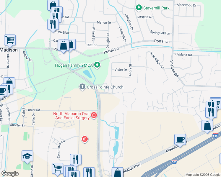 map of restaurants, bars, coffee shops, grocery stores, and more near 115 Golden Rod Lane in Madison