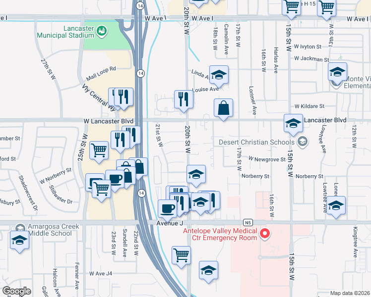 map of restaurants, bars, coffee shops, grocery stores, and more near 2005 West Milling Street in Lancaster
