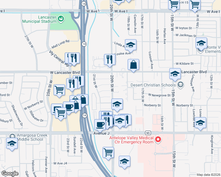 map of restaurants, bars, coffee shops, grocery stores, and more near 2005 West Milling Street in Lancaster