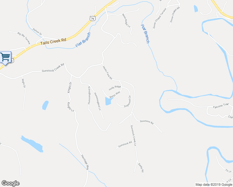 map of restaurants, bars, coffee shops, grocery stores, and more near 199 Banjo Way in Ellijay