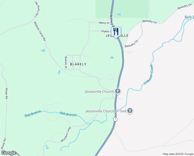 map of restaurants, bars, coffee shops, grocery stores, and more near 300 Blakely Camp Road in Garland County